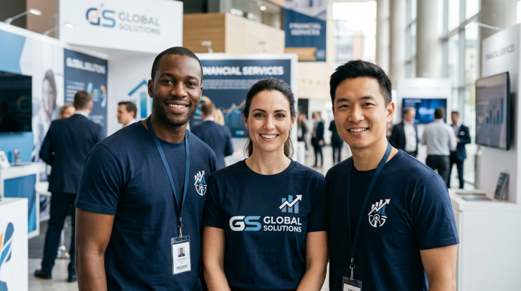 Close-up professional photograph of three business professio